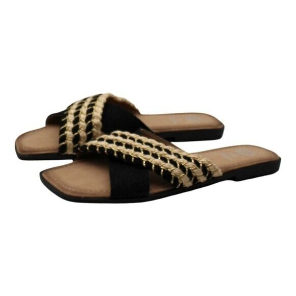 GC Shoes Black Flat Sandals - Picture 4 of 8